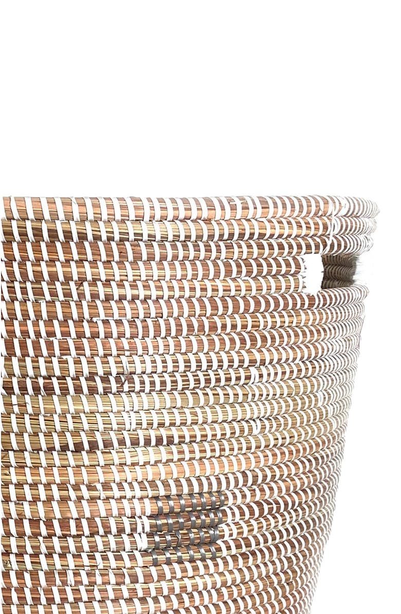 Mbare Flat Lid Storage Basket Squares Low Storage, Alternate, color, White