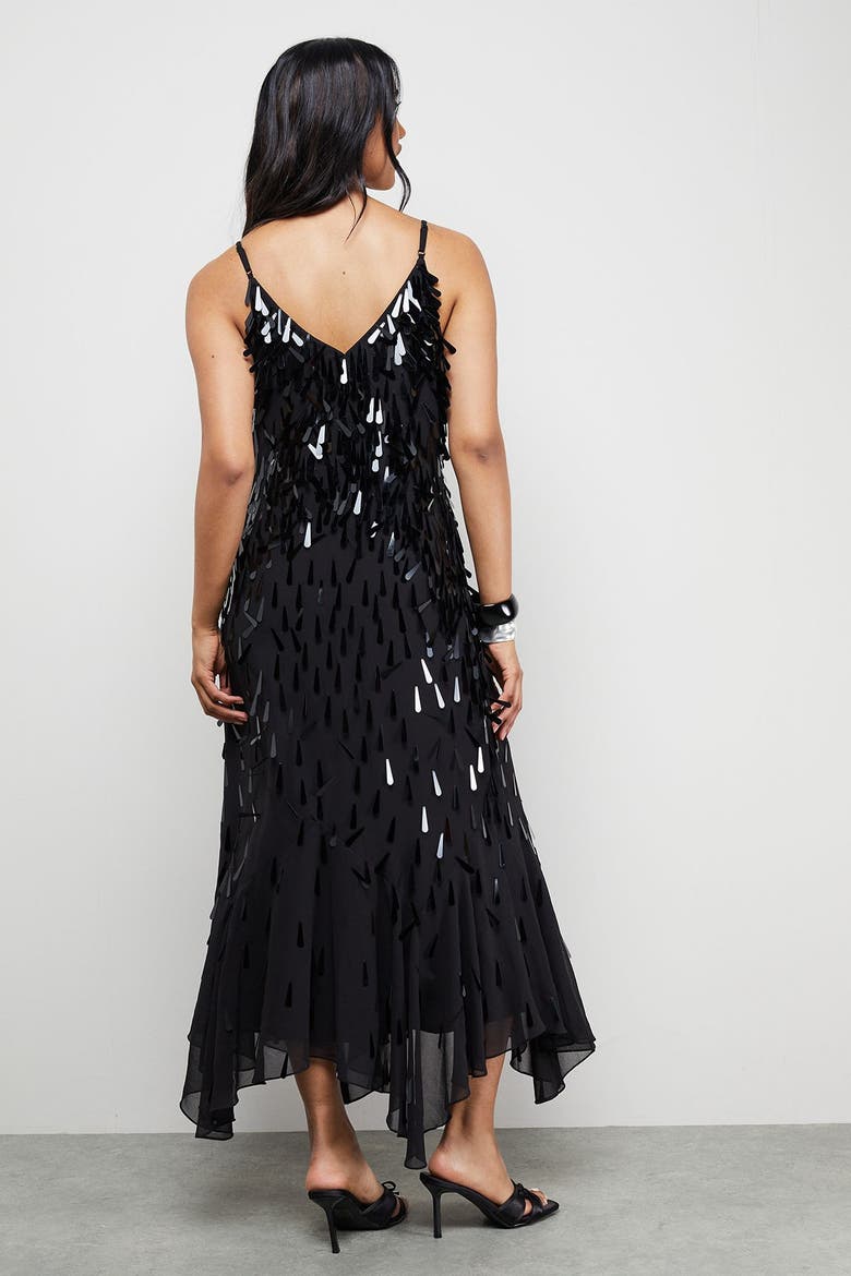 Premium Teardrop Embellished Midi Dress, Alternate, color, Black
