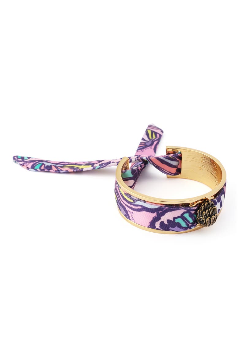 Butterfly Fabric Tie Bracelet, Alternate, color, GOLD/ MULTI