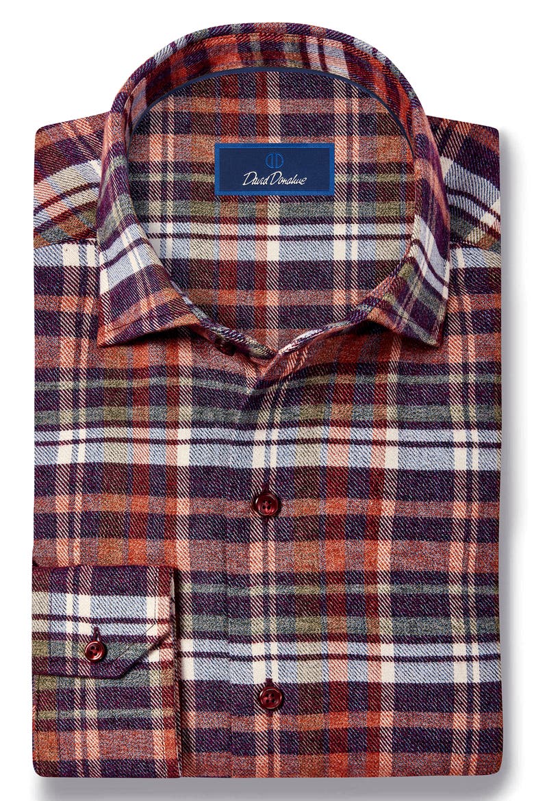 Brushed Plaid Sport Shirt, Alternate, color, MERLOT/ MULTI