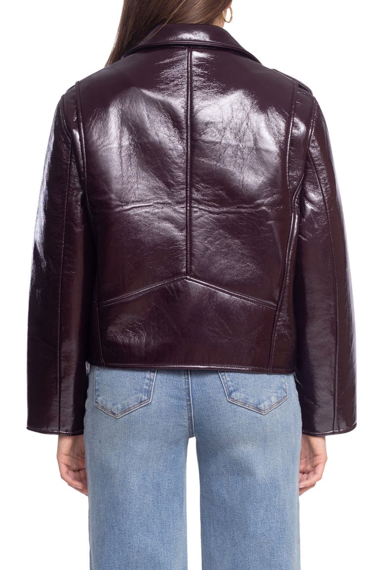 Shiny Crinkle Faux Leather Moto Jacket, Alternate, color, CHERRY PICKED