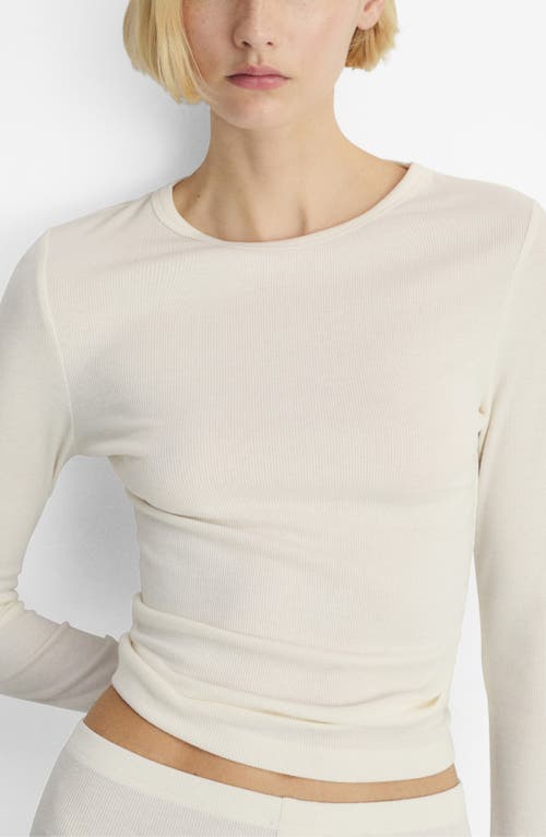 Mango Rib Long Sleeve T-shirt In Vanilla