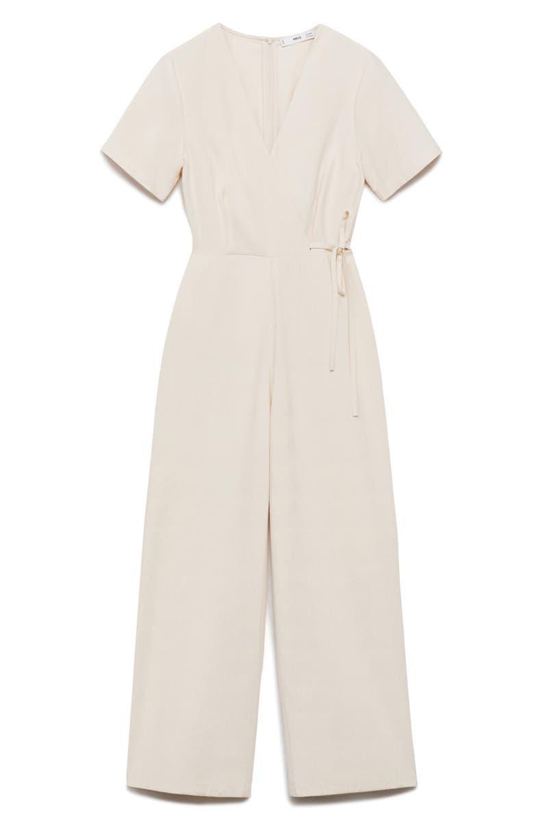 MANGO Faux Wrap Straight Leg Jumpsuit, Alternate, color, 