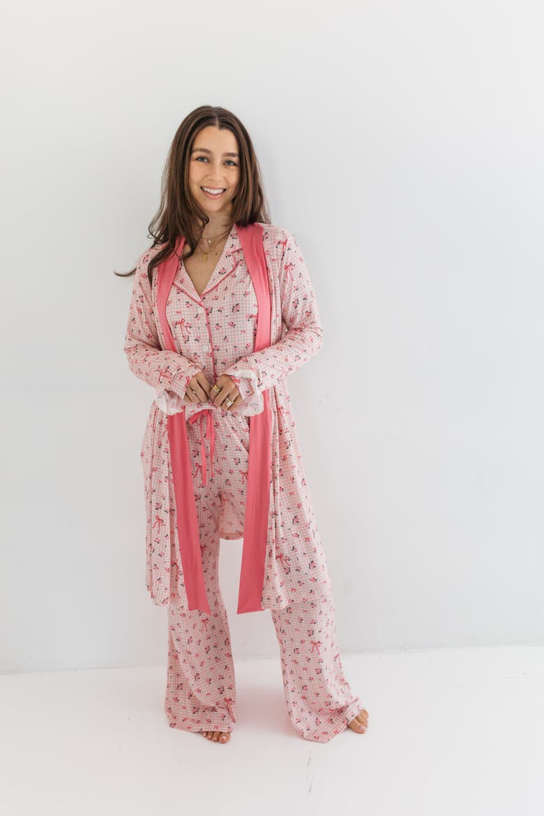 Charlotte Long Sleeve Sleepwear Set, Alternate, color, Pink Floral Plaid
