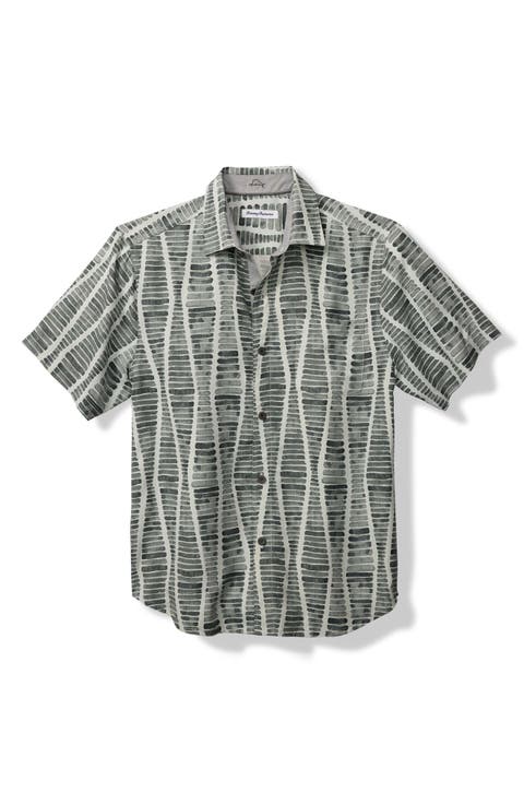 Boardwalk Blues Short Sleeve Silk Button-Up Shirt