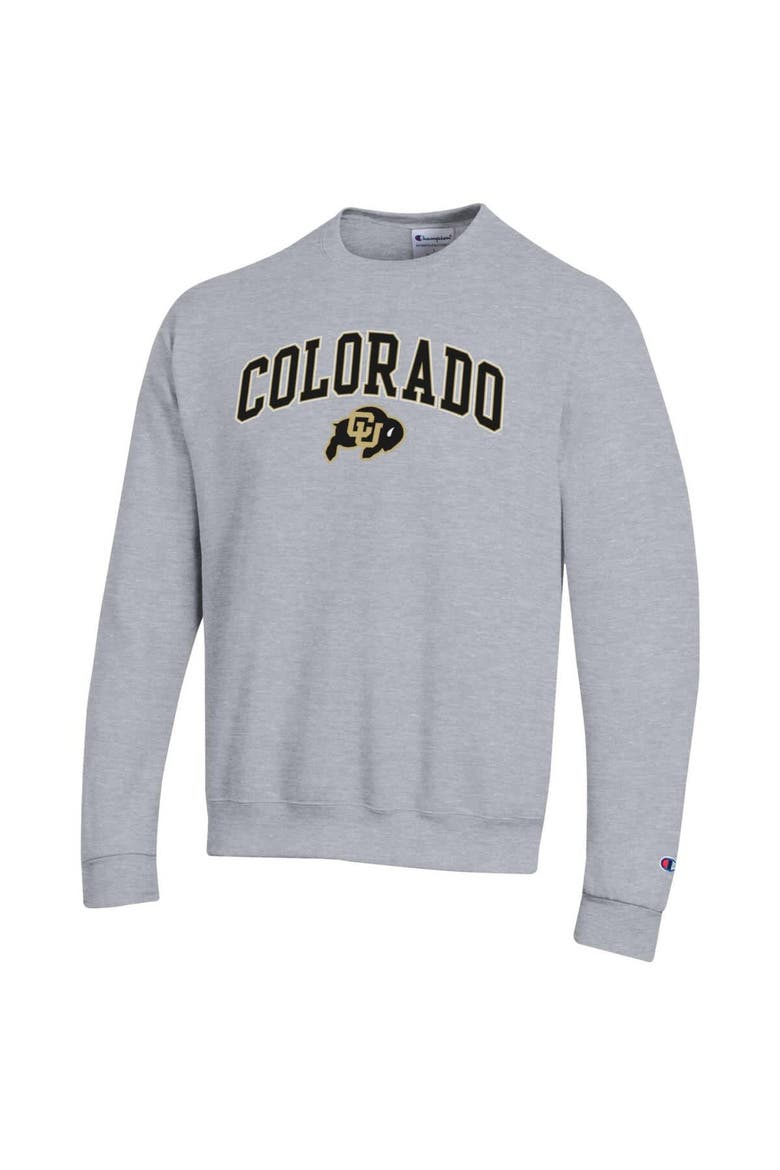 Men's Champion  Heather Gray Colorado Buffaloes Arch Over Logo Pullover Sweatshirt, Alternate, color, Heather Gray