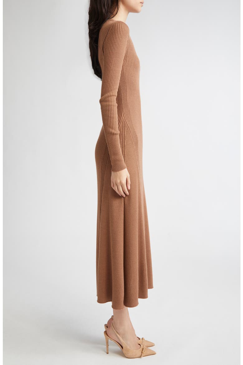 Long Sleeve Wool & Silk Rib Sweater Dress, Alternate, color, 157 COGNAC