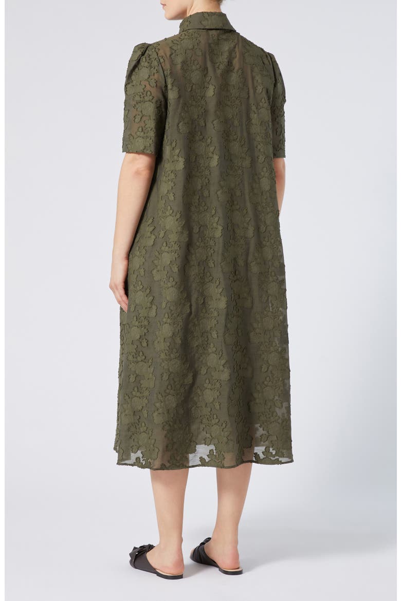 Alain Floral Puff Sleeve Midi Dress, Alternate, color, KAKI