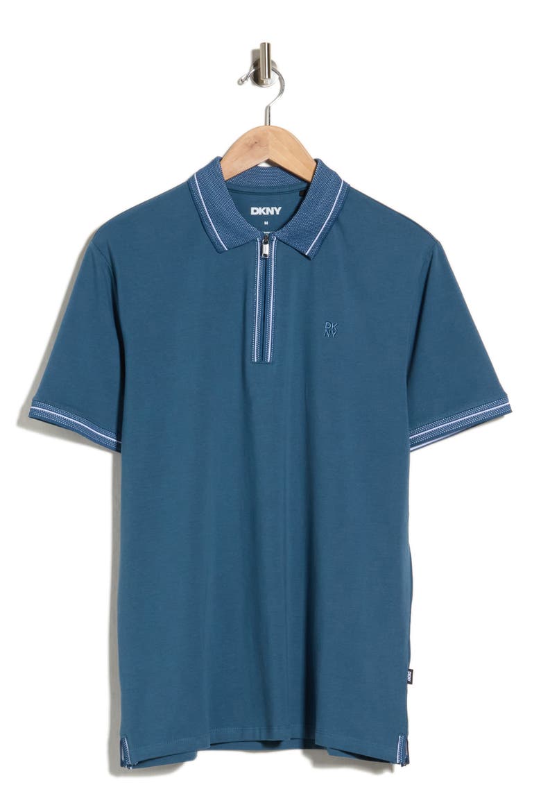 Duke Zip Polo, Alternate, color, INDIAN TEAL