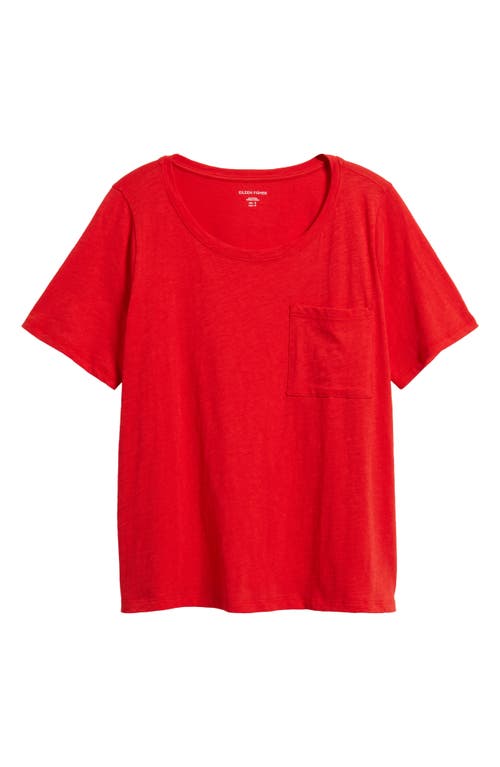 Eileen Fisher Crewneck Pocket Organic Cotton T-shirt In Cherry
