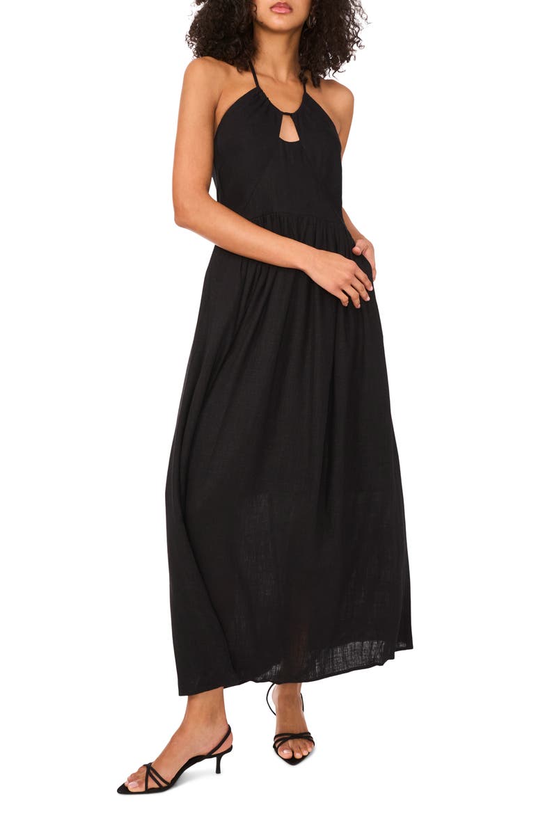 Keyhole Halter Maxi Dress, Main, color, RICH BLACK