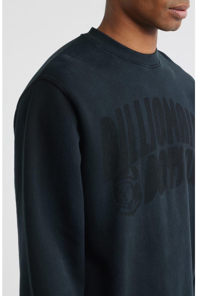 Curve Logo Faded Sweatshirt, Alternate, color, BLACK
