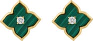 EFFY 14K Yellow Gold Diamond & Malachite Motif Stud Earrings