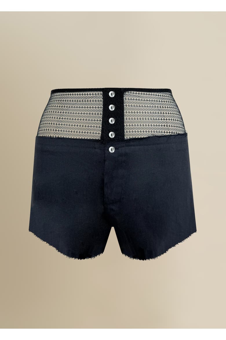Laissez High-Waisted Stretch Linen Short, Main, color, Black