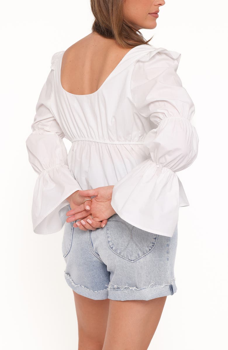 Petal & Pup Ruffle Tie Front Peasant Top, Alternate, color, White