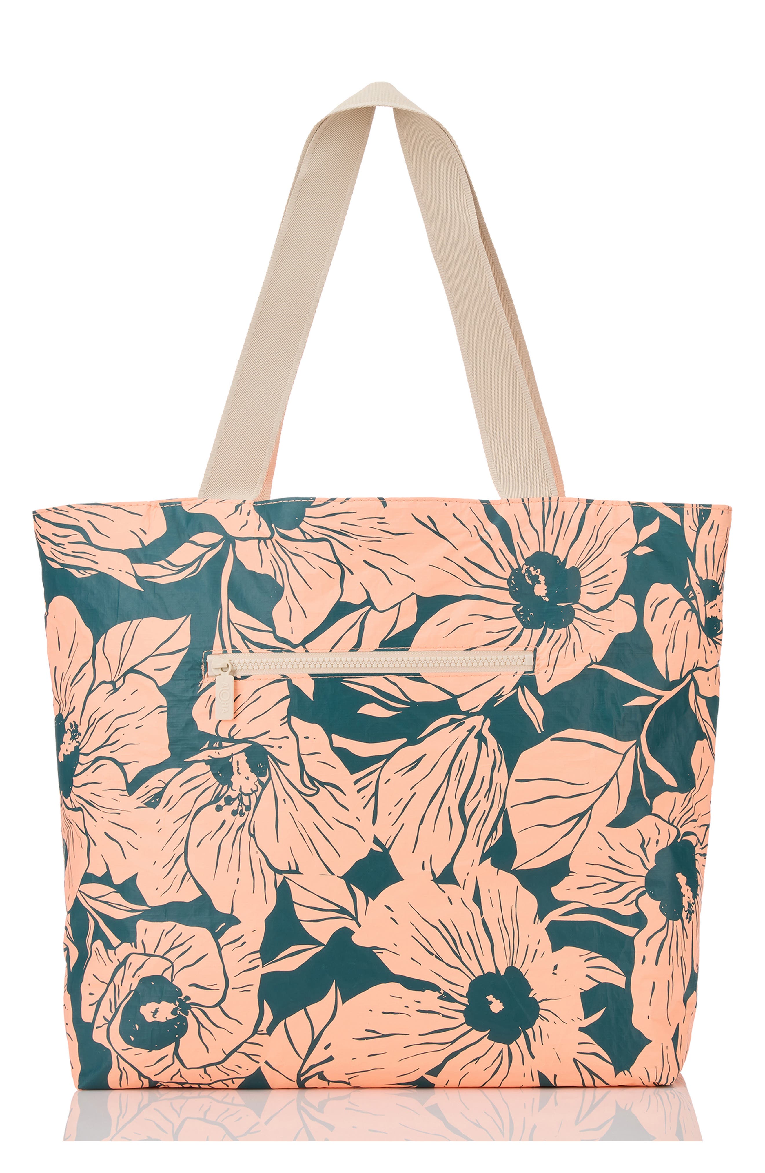 Aloha Collection Day Tripper Flor Del Mar Water Resistant Tyvek<sup>®</sup> Tote, Alternate, color, Dark Teal/ Peachy