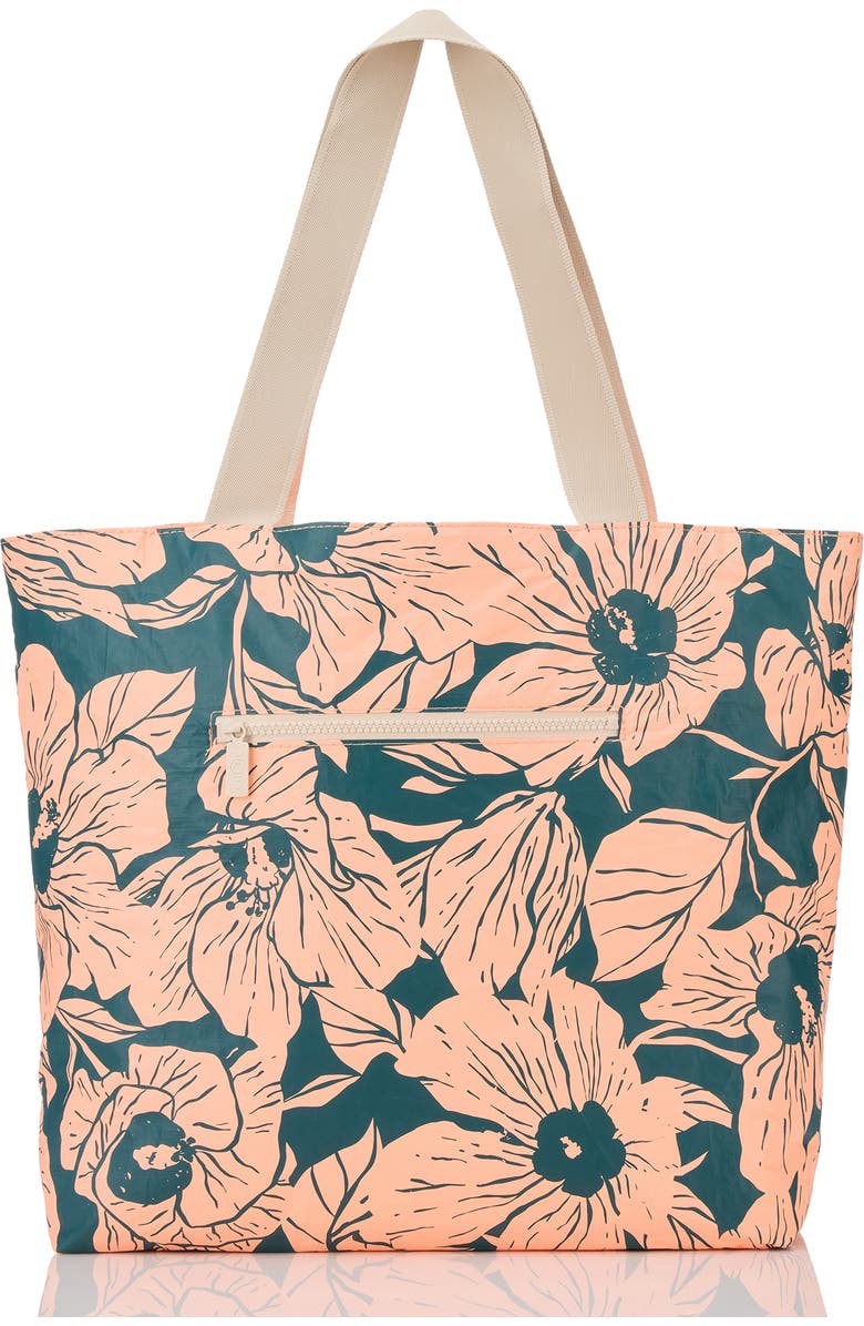 Aloha Collection Day Tripper Flor Del Mar Water Resistant Tyvek<sup>®</sup> Tote, Alternate, color, Dark Teal/ Peachy