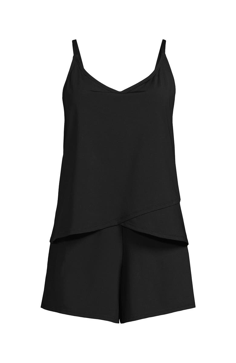 Lands' End Plus Size Tulip Romper Swimsuit, Alternate, color, Black