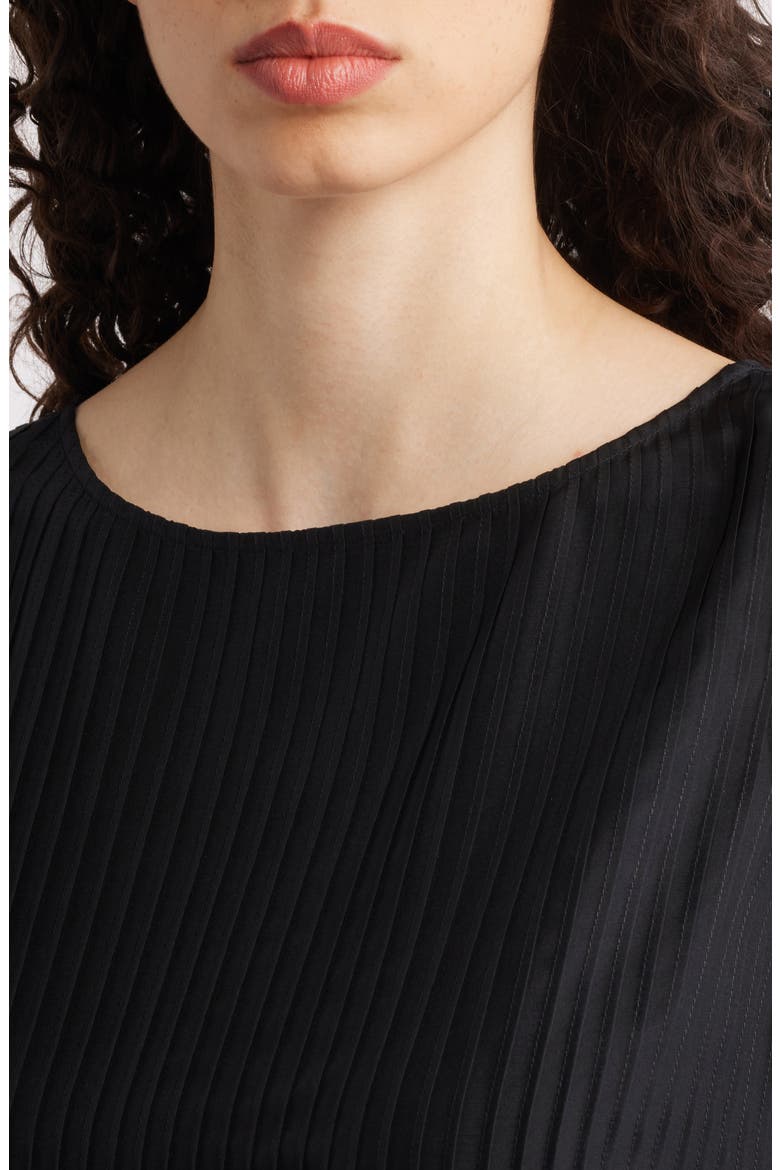 Pleated Silk Sleeveless Top, Alternate, color, BLACK