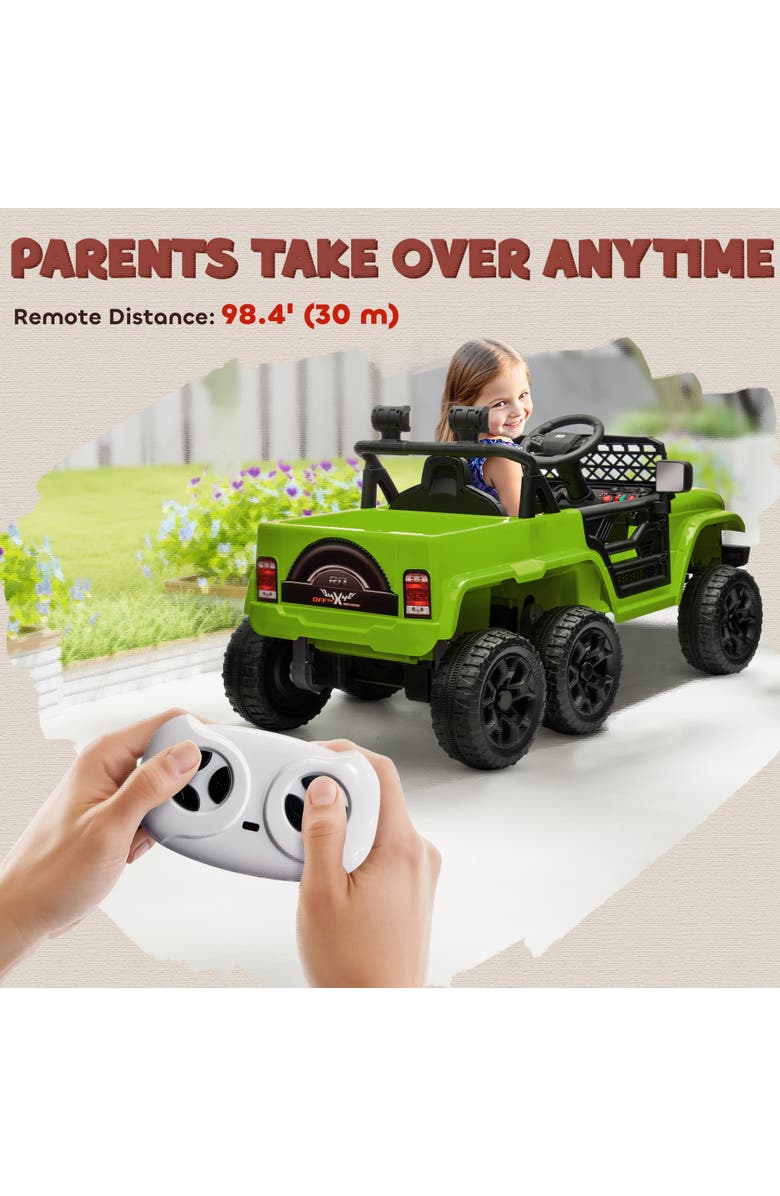 Qaba 12V Ride On Car w/ Remote Control, 2WD/4WD Switchable, Back Trailer, Alternate, color, Green
