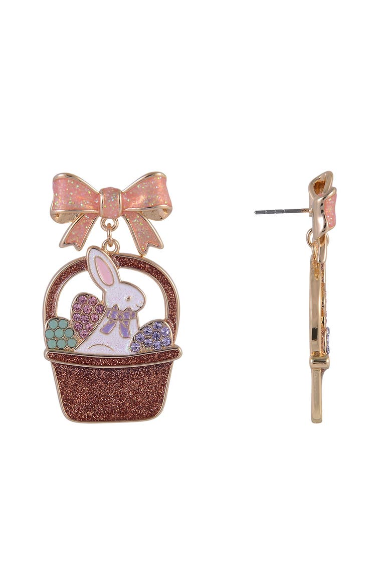 Easter Basket and Bunny Earrings, Alternate, color, Brown