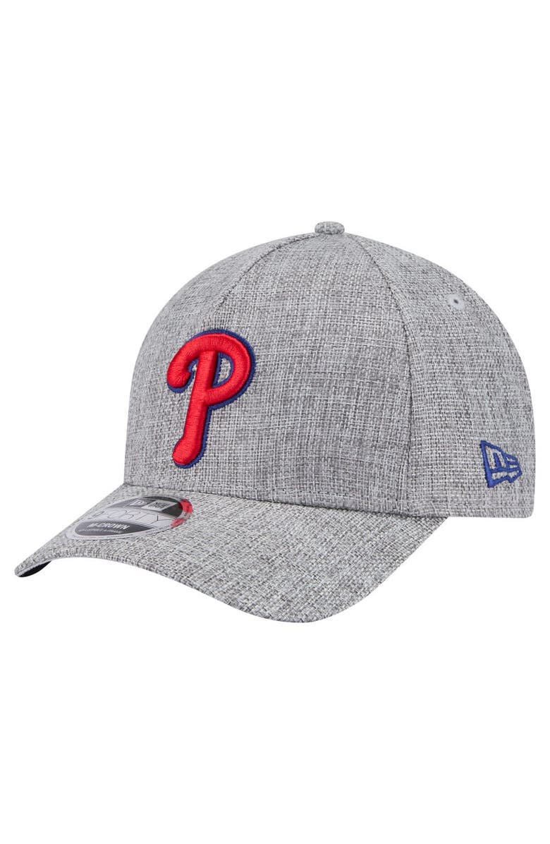 New Era Men's New Era Gray Philadelphia Phillies Cotton Weave M-Crown A-Frame 9FORTY Adjustable Hat, Main, color, 