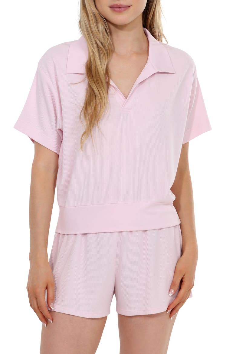 Coffee Club Waffle Knit Short Pajamas, Main, color, STRAWBERRY