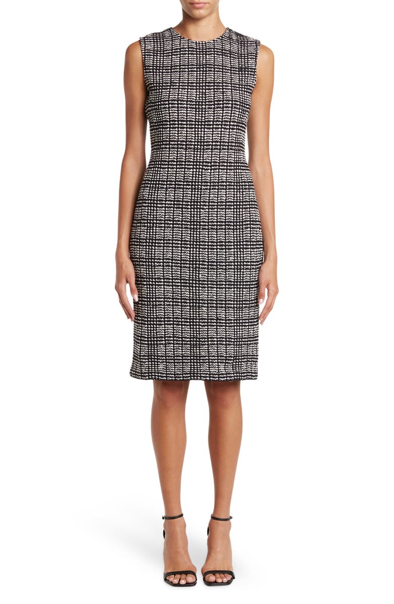 St. John Collection Grid Textured Knit Sheath Dress, Main, color, 