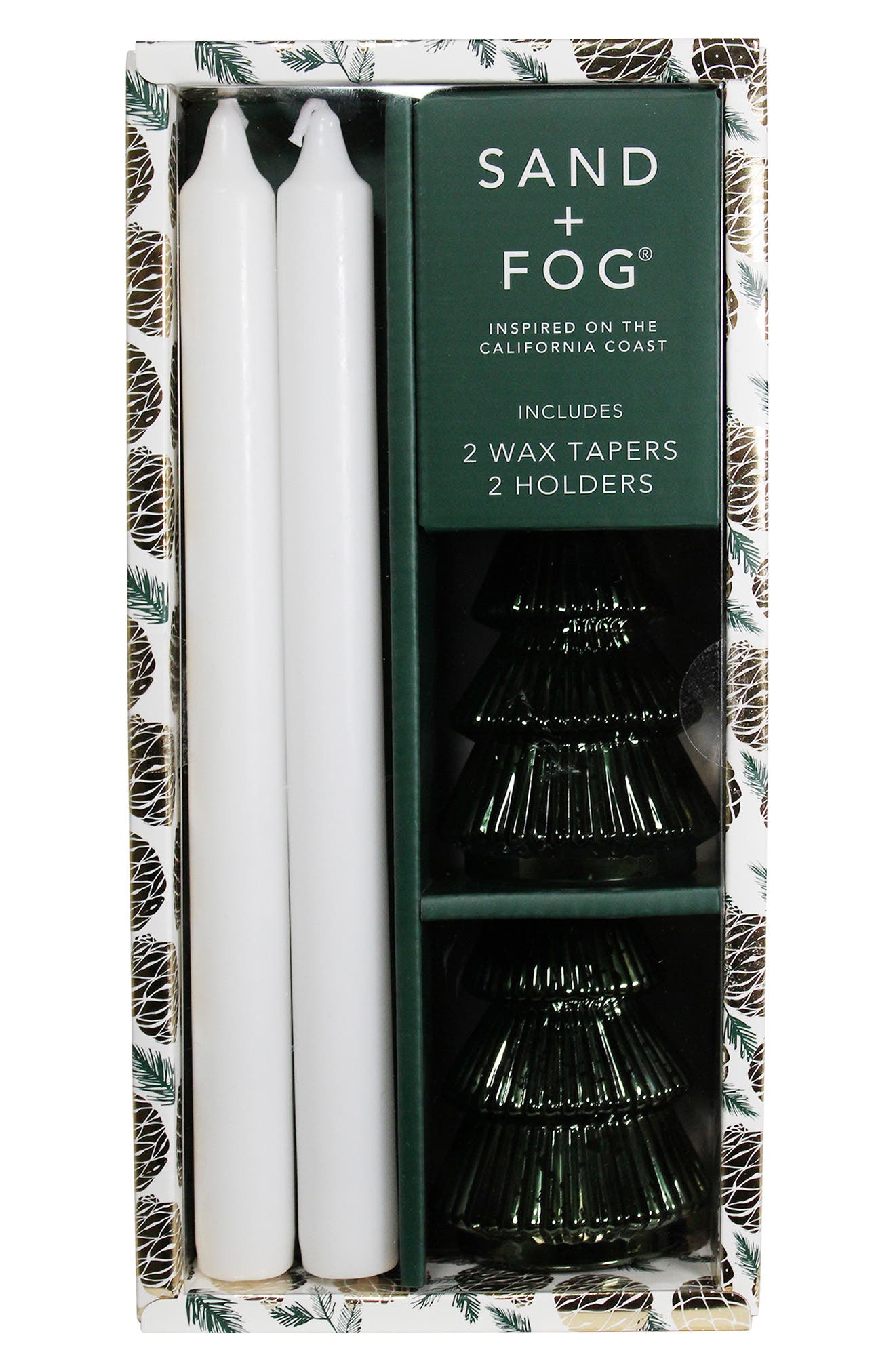 SAND AND FOG Taper Candle & Tree Holder Set