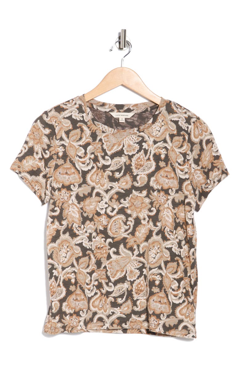 Lucky Brand Floral Paisley T-Shirt, Alternate, color, Black Multi