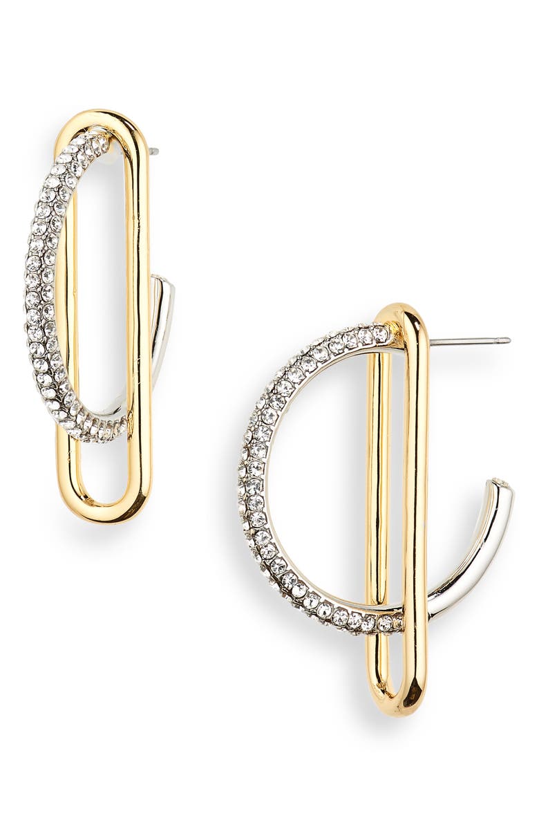 DEMARSON Mini Astra Pavé Cubic Zirconia Hoop Earrings, Main, color, Gold