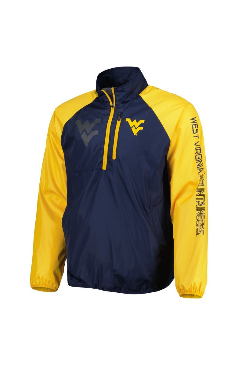G-III SPORTS BY CARL BANKS Men's G-III Sports by Carl Banks Navy/Gold West Virginia Mountaineers Point Guard Raglan Half-Zip Jacket, Alternate, color, 
