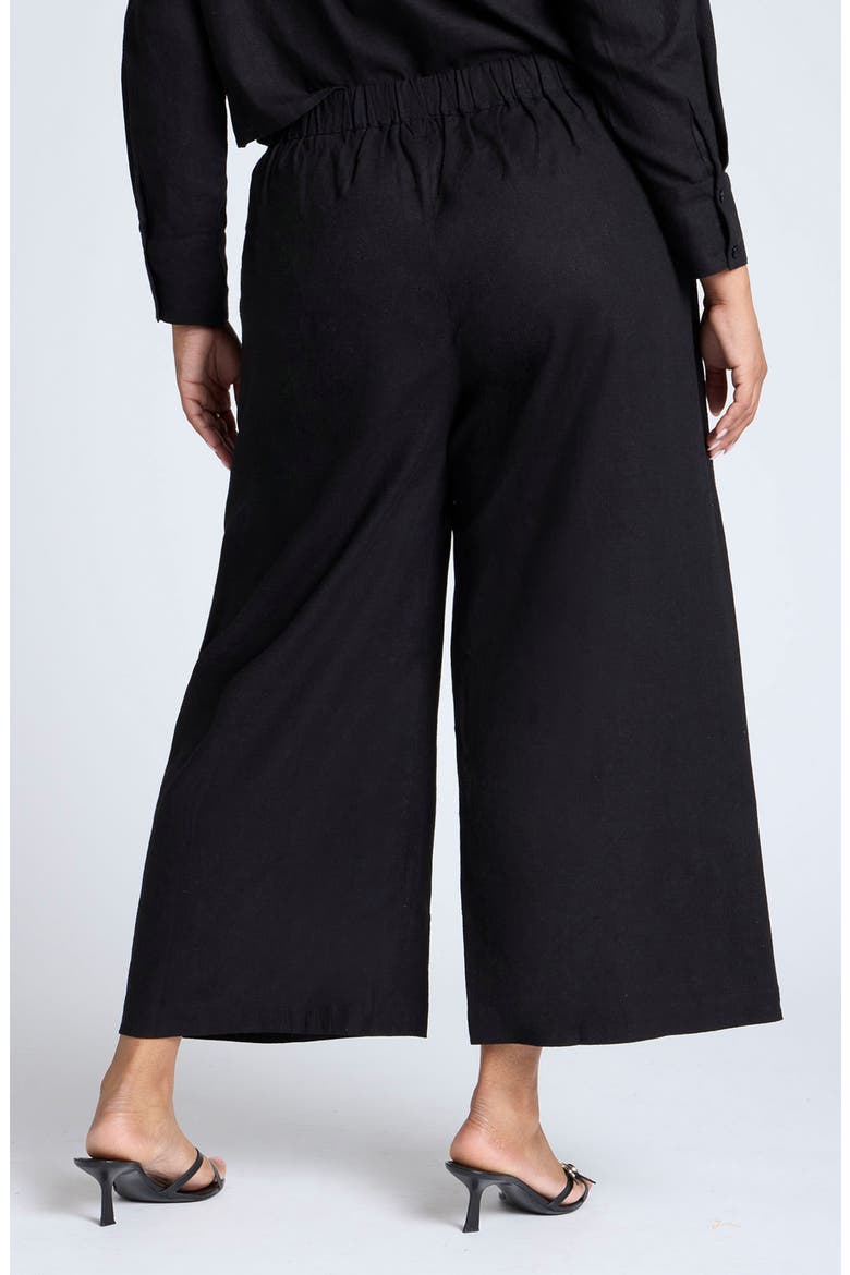 Wide Leg Crop Linen Blend Pants, Alternate, color, BLACK ONYX