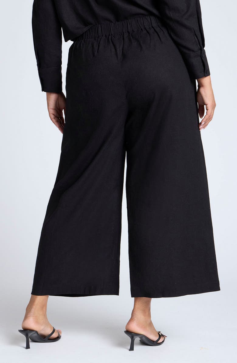 ELOQUII Wide Leg Crop Linen Blend Pants, Alternate, color,