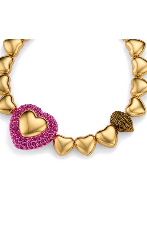 Kurt Geiger London Pavé Crystal Heart Flex Bracelet In Gold