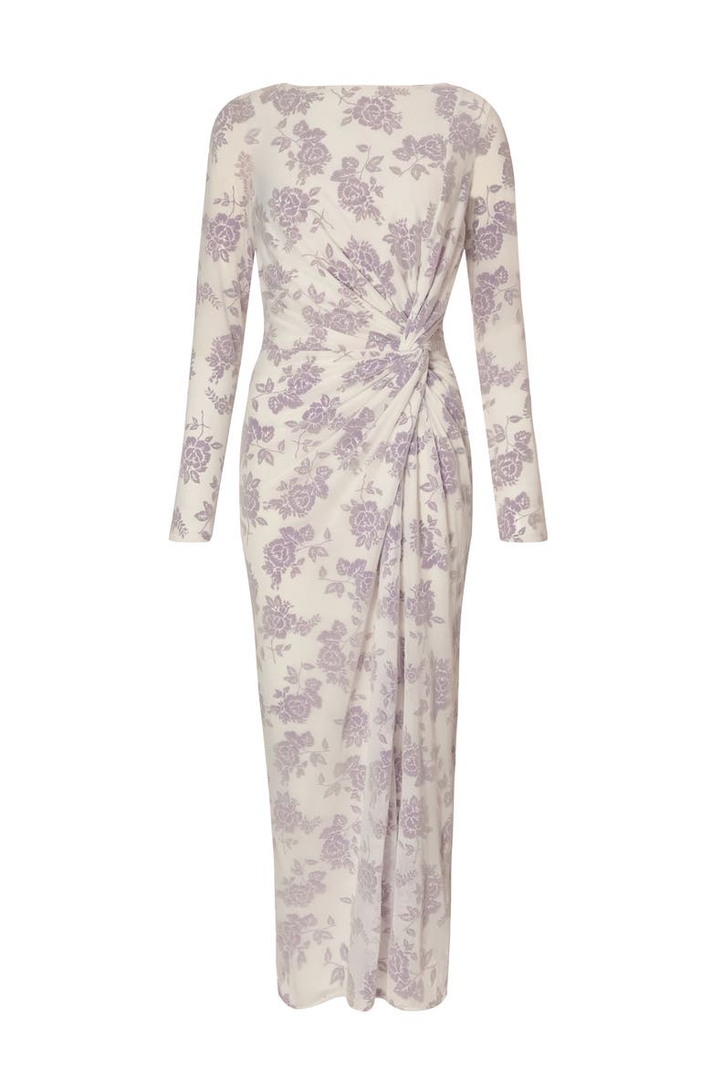 QUIZ Flocked Mesh Floral Maxi Dress, Alternate, color, Lilac