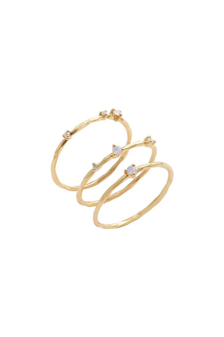 Cleo Set of 3 Stacking Rings, Main, color, WHITE OPALITE/ GOLD