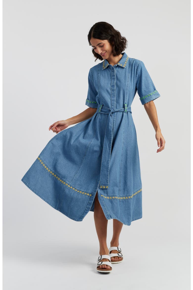 Chambray Buttercup Shirt Dress, Alternate, color, Spring Blue
