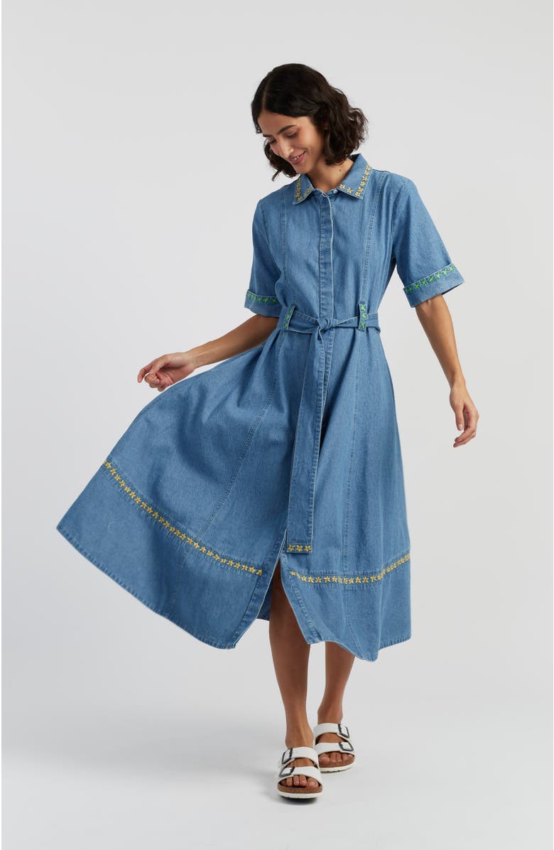 Chinti & Parker Chambray Buttercup Shirt Dress, Alternate, color, Spring Blue