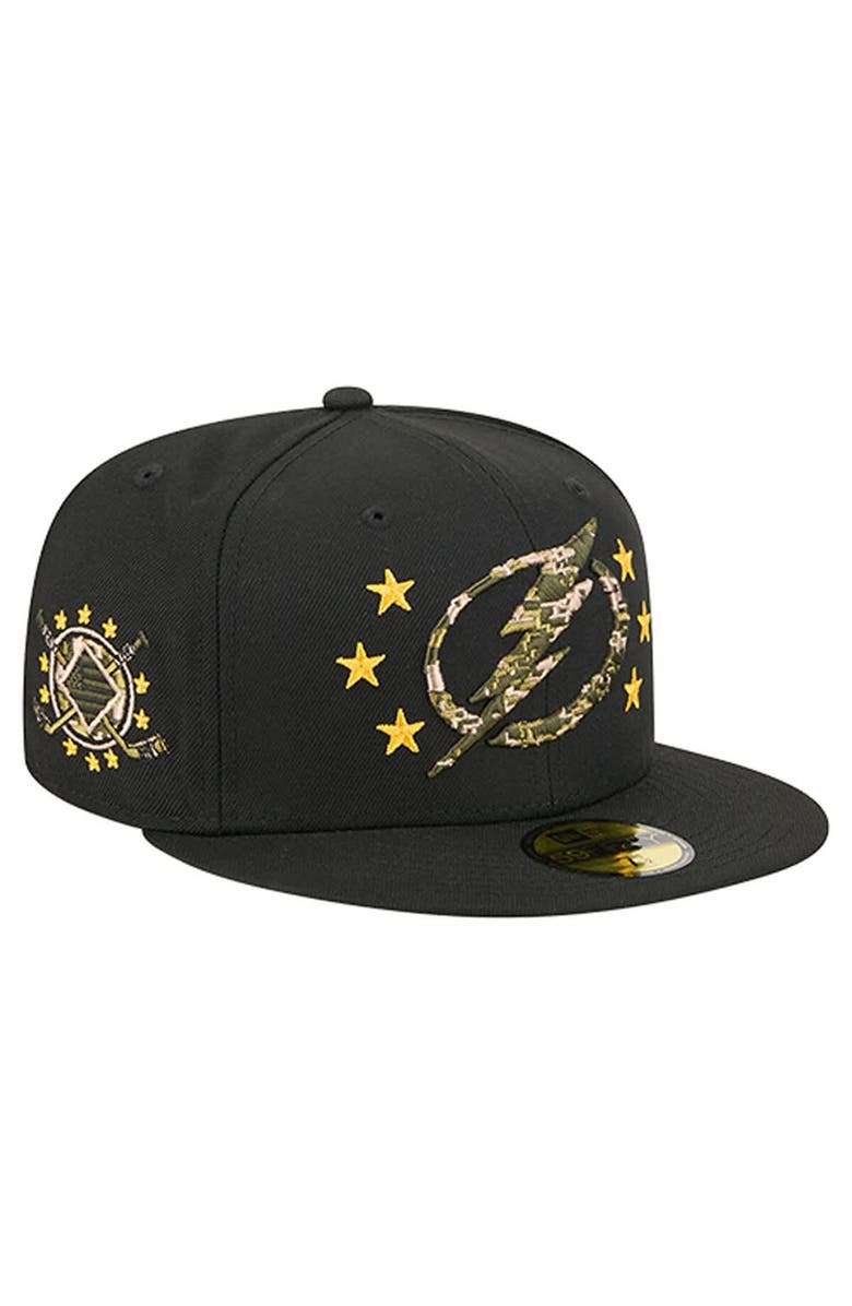 New Era Men's New Era  Black Tampa Bay Lightning Military Appreciation Digital Camo Stars 59FIFTY Fitted Hat, Main, color, Black