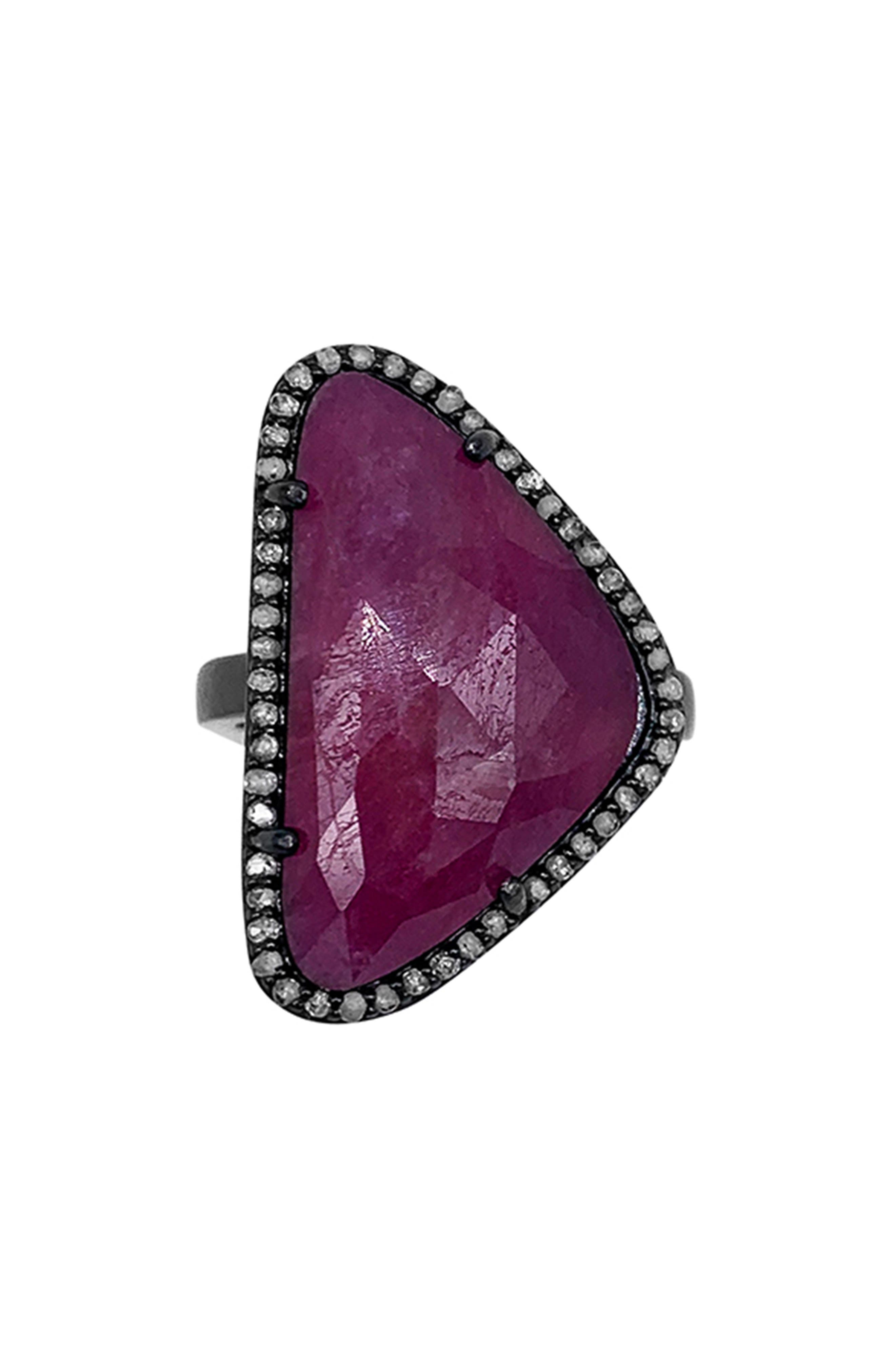 ADORNIA FINE Sterling Silver Ruby & Diamond Ring - 0.03 ctw (Women ...