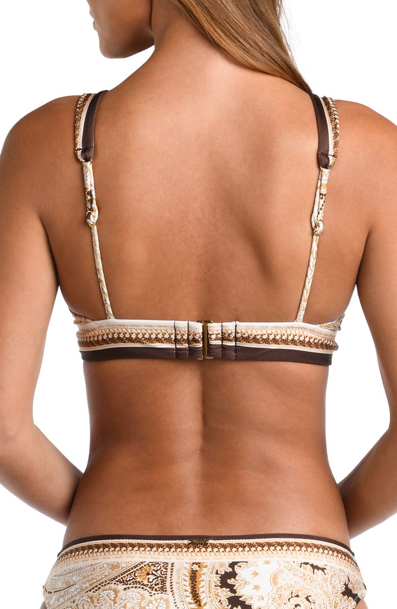L'AGENCE Lexie Paisley Bikini Top, Alternate, color, Chocolate