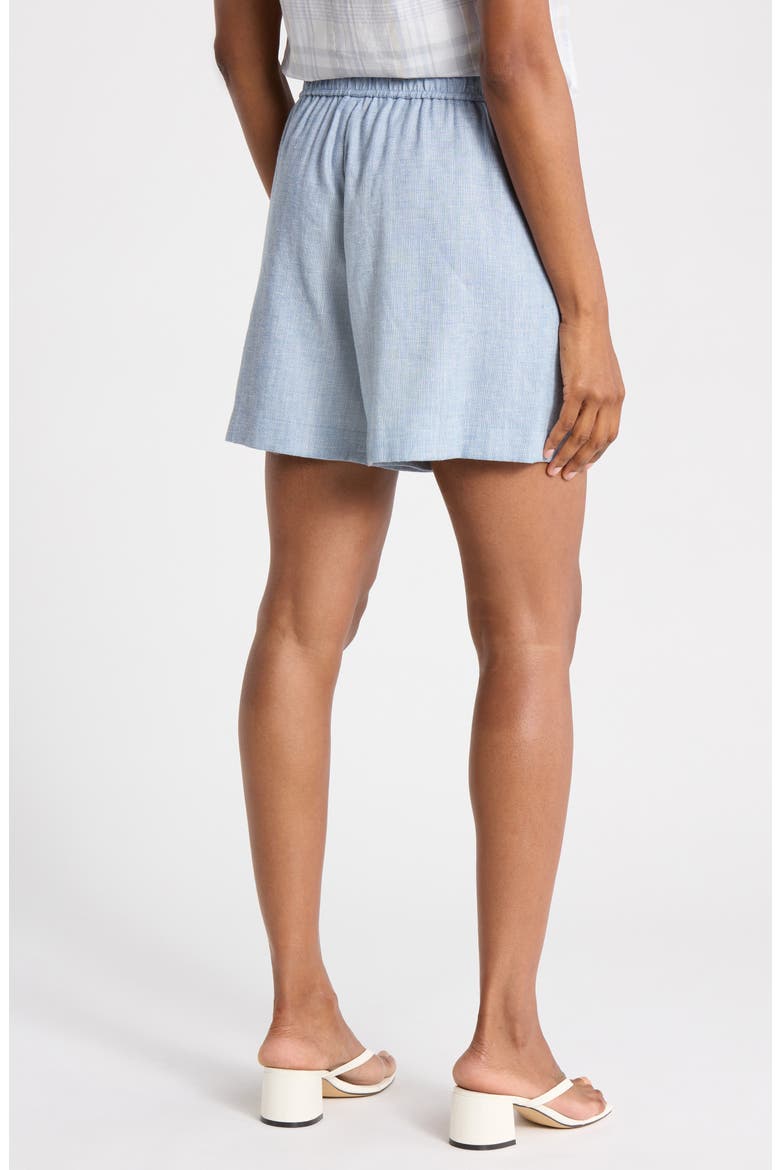 Linen Blend Drawstring Shorts, Alternate, color, CERULEAN BLUE