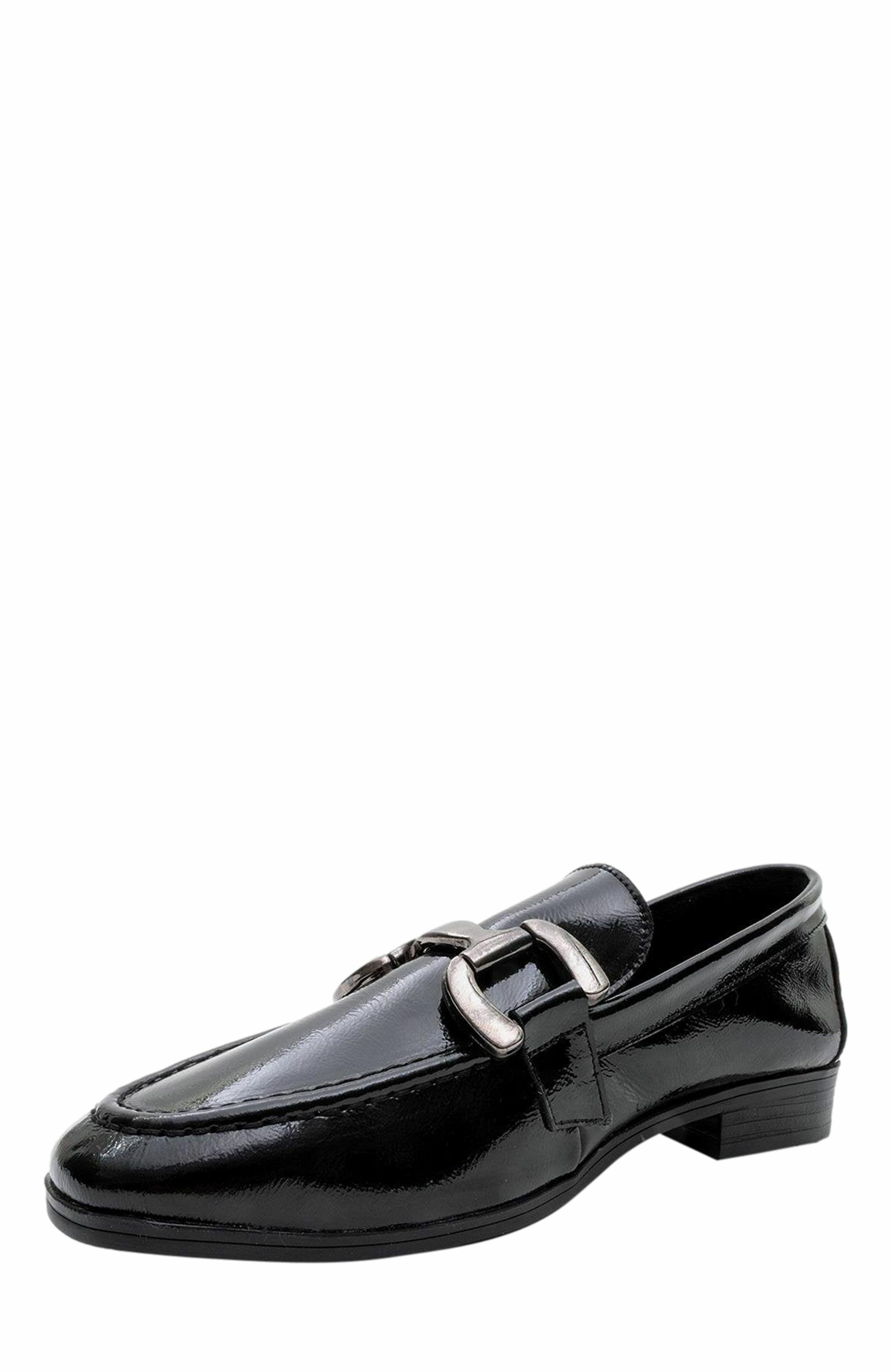 Forever & Always Shoes Rous Leather Bit Loafer, Alternate, color, Black Patent Leather