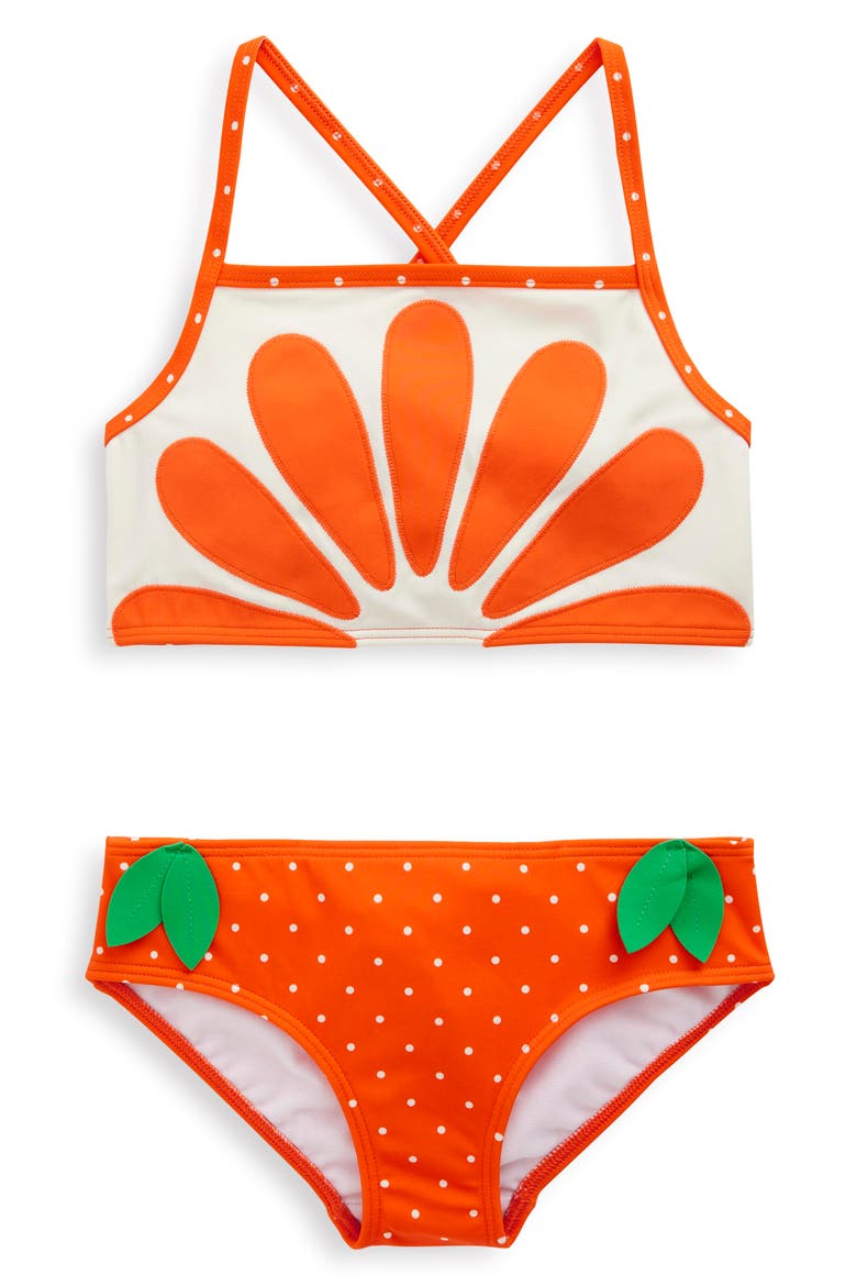 Kids' Embroidered Two-Piece Swimsuit, Main, color, BRIGHT ORANGE