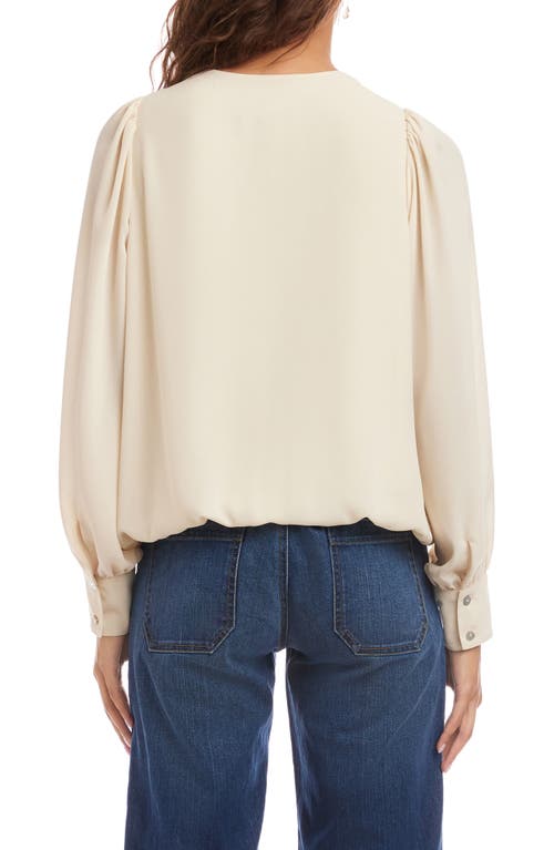 Karen Kane Puff Sleeve V-neck Crepe Top In Yellow