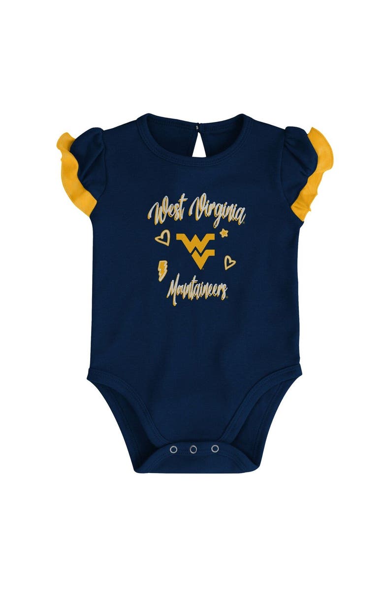 Outerstuff Girls Newborn & Infant Navy/Gold West Virginia Mountaineers Too Much Love Two-Piece Bodysuit Set, Alternate, color, Navy