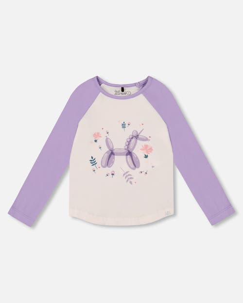 Deux Par Deux Jersey Raglan Sleeve Tee In Purple