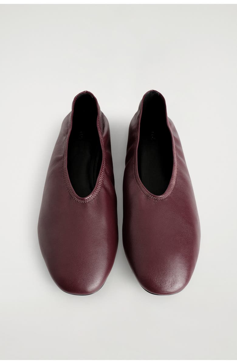 COS Minimal Leather Ballet Flats, Alternate, color, Red