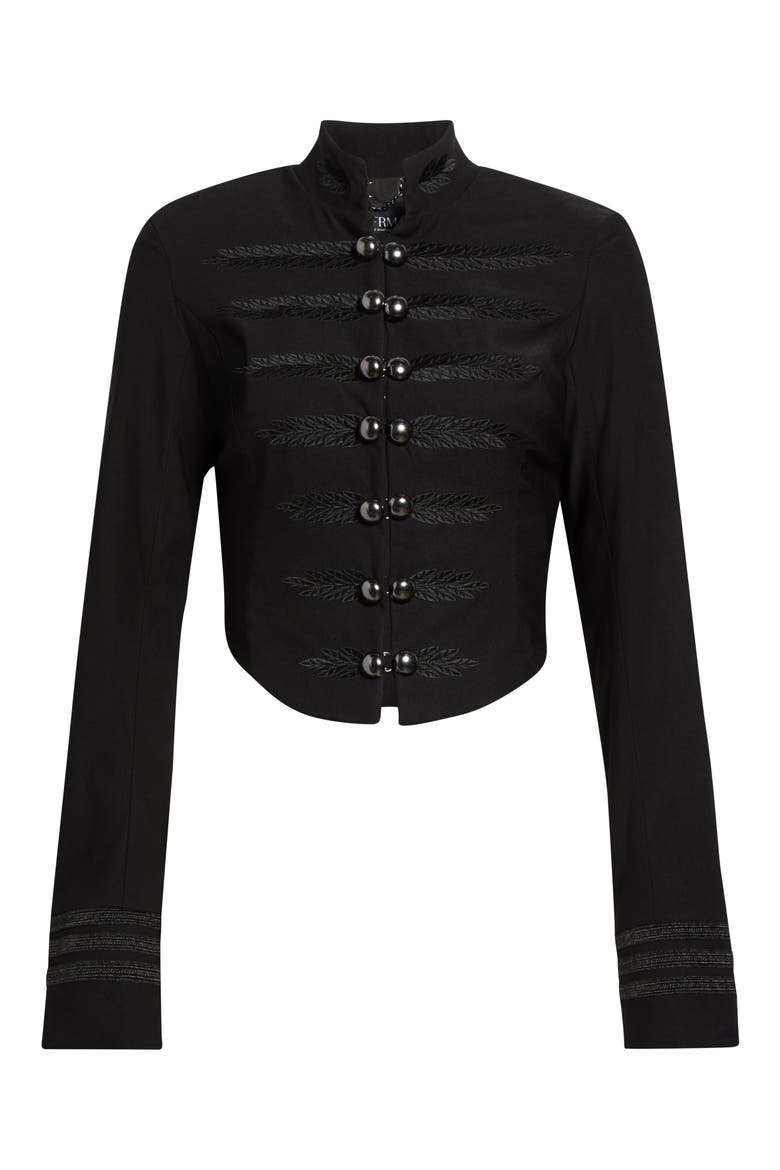 Gracyn Crop Fitted Band Jacket, Alternate, color, NOIR